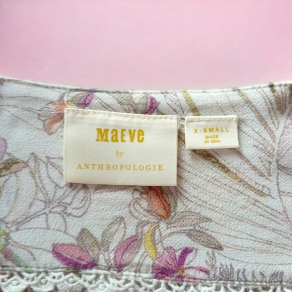 Maeve by Anthropologie Floral Pink Blouse extra small - Picture 7 of 10